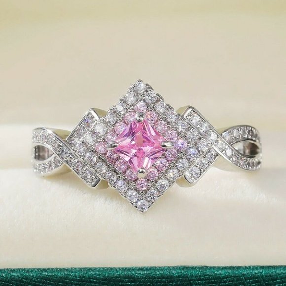 New Bridgeton 925 Silver Diamond Pink Sapphire Ring - Picture 4 of 7
